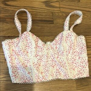White Fox Butterfly Corset Crop Top
